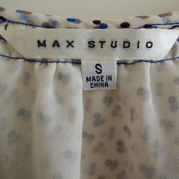 Max Studio Blue & White Dot Print Blouson Dress S - Picture 10 of 12